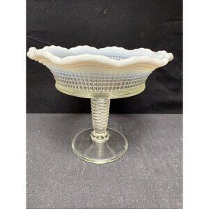 French Opalescent EAPG Jelly  Compote Ribbed Spiral c 1902 National Glass
